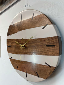 Black Walnut and Grey Resin Wall Clock