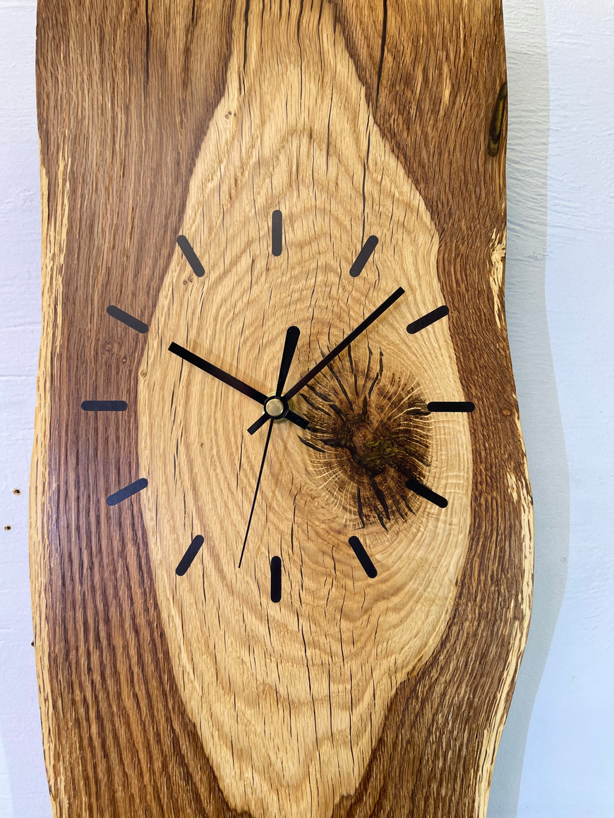 English Oak Live Edge Wooden Wall Clock