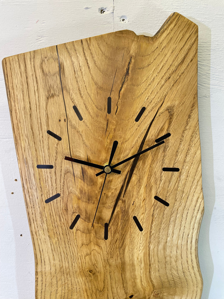 English Oak Live Edge Wooden Wall Clock
