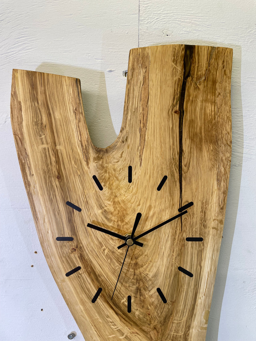 English Oak Live Edge Wooden Wall Clock