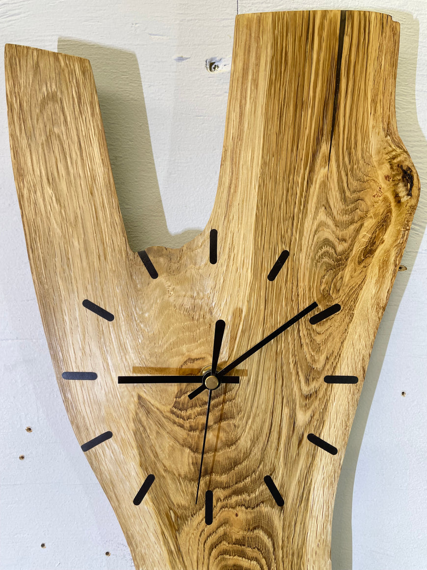 English Oak Live Edge Wooden Wall Clock