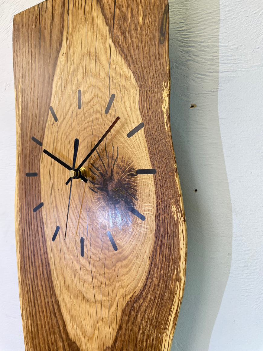 English Oak Live Edge Wooden Wall Clock