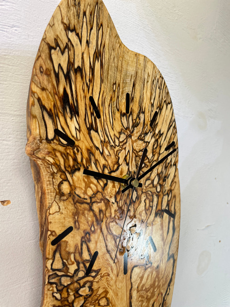 Spalted Silver Birch Wooden Wall Clock