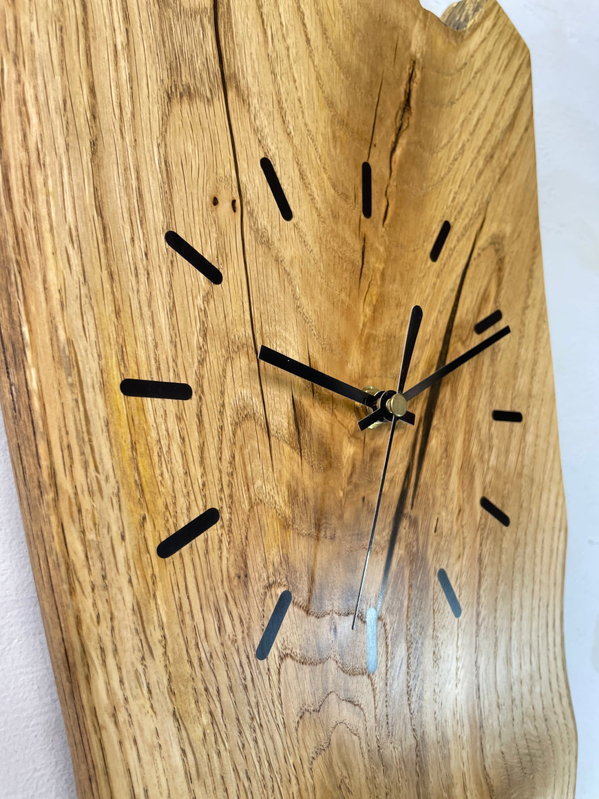 English Oak Live Edge Wooden Wall Clock