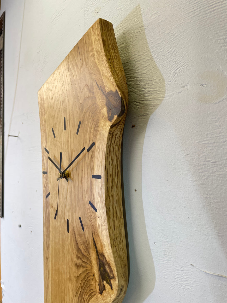 English Oak Live Edge Wooden Wall Clock