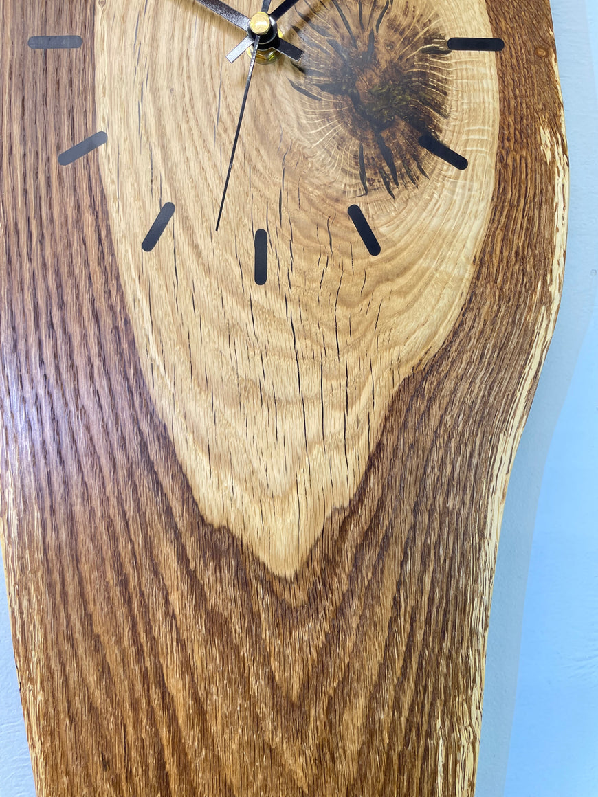 English Oak Live Edge Wooden Wall Clock