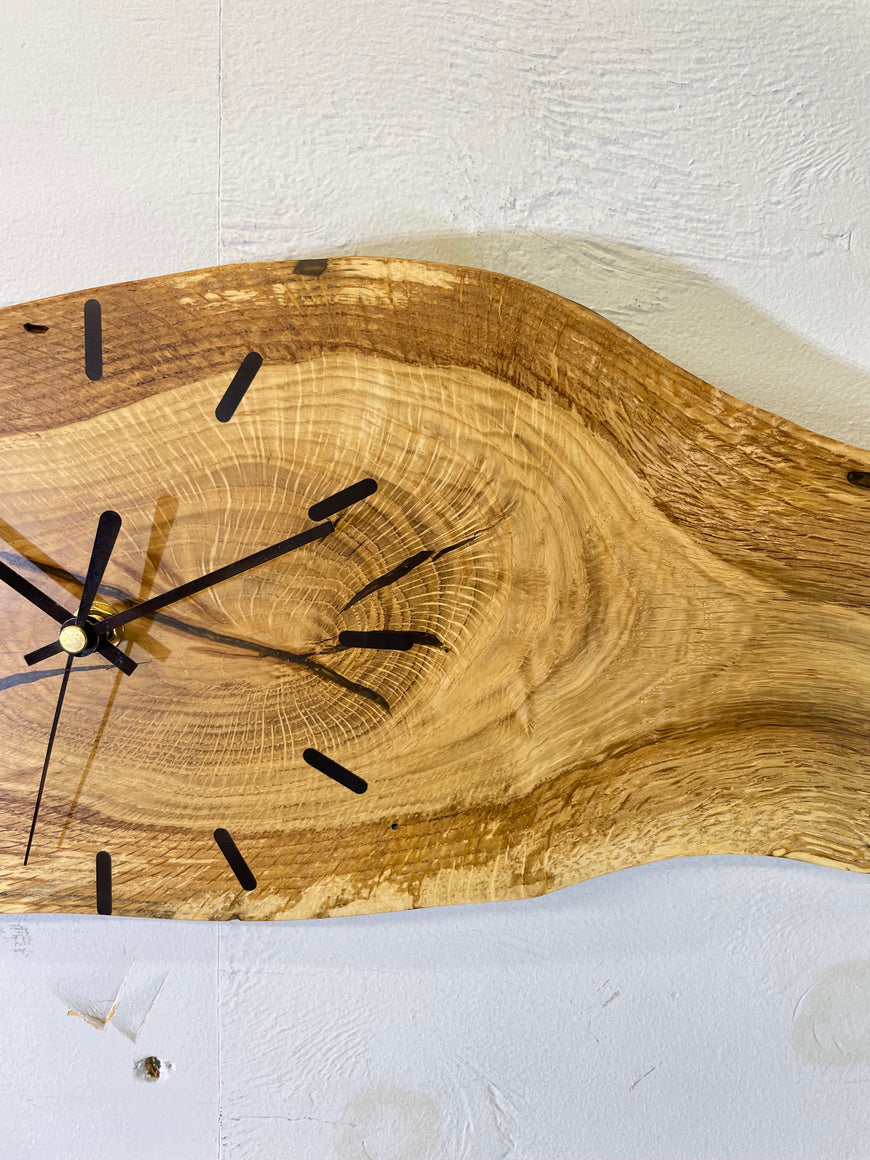 English Oak Live Edge Wooden Wall Clock