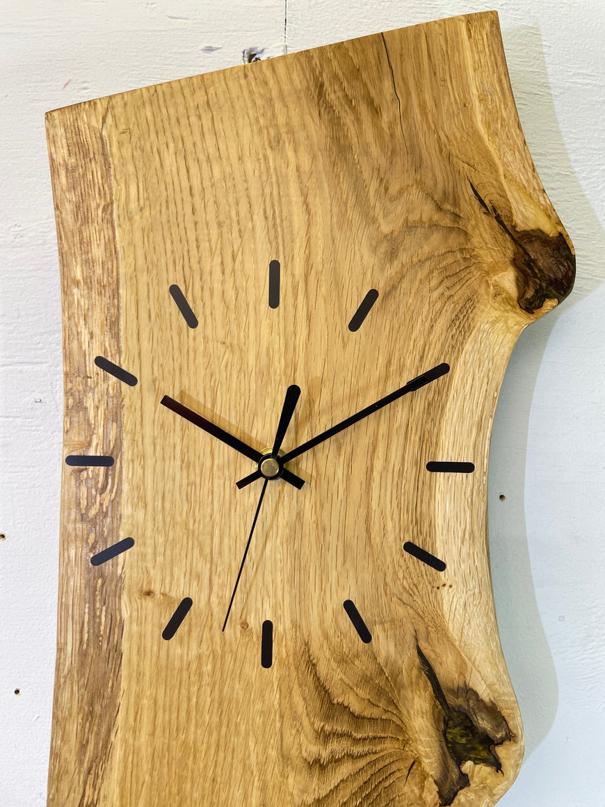 English Oak Live Edge Wooden Wall Clock