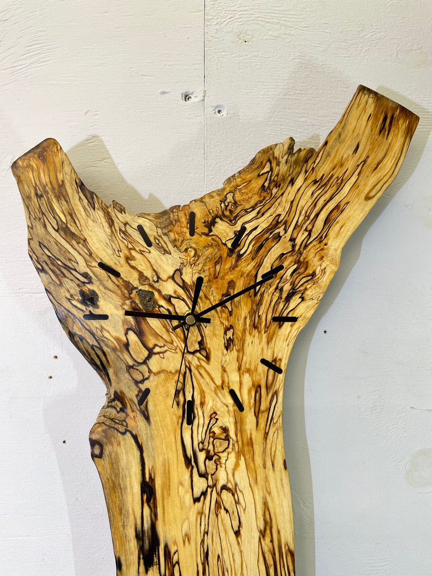 Spalted Silver Birch Wooden Wall Clock