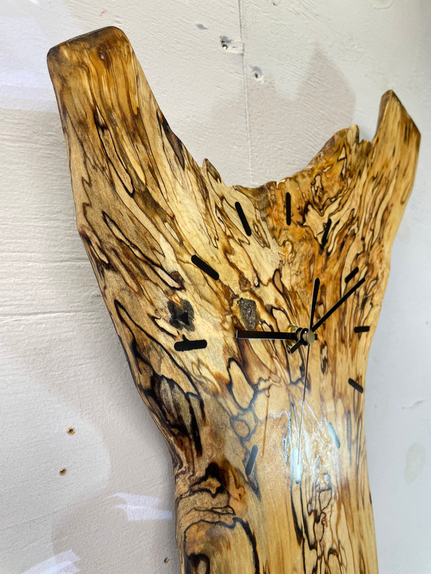 Spalted Silver Birch Wooden Wall Clock