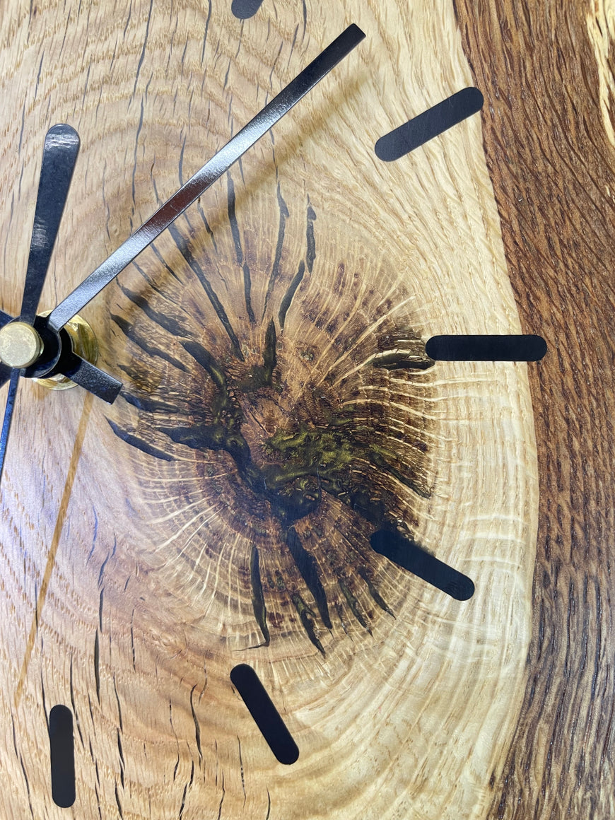 English Oak Live Edge Wooden Wall Clock