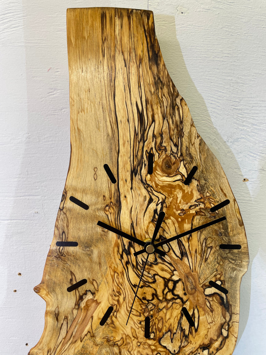 Spalted Silver Birch Wooden Wall Clock