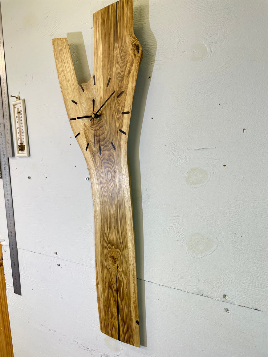 English Oak Live Edge Wooden Wall Clock