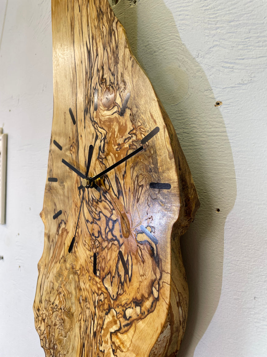 Spalted Silver Birch Wooden Wall Clock