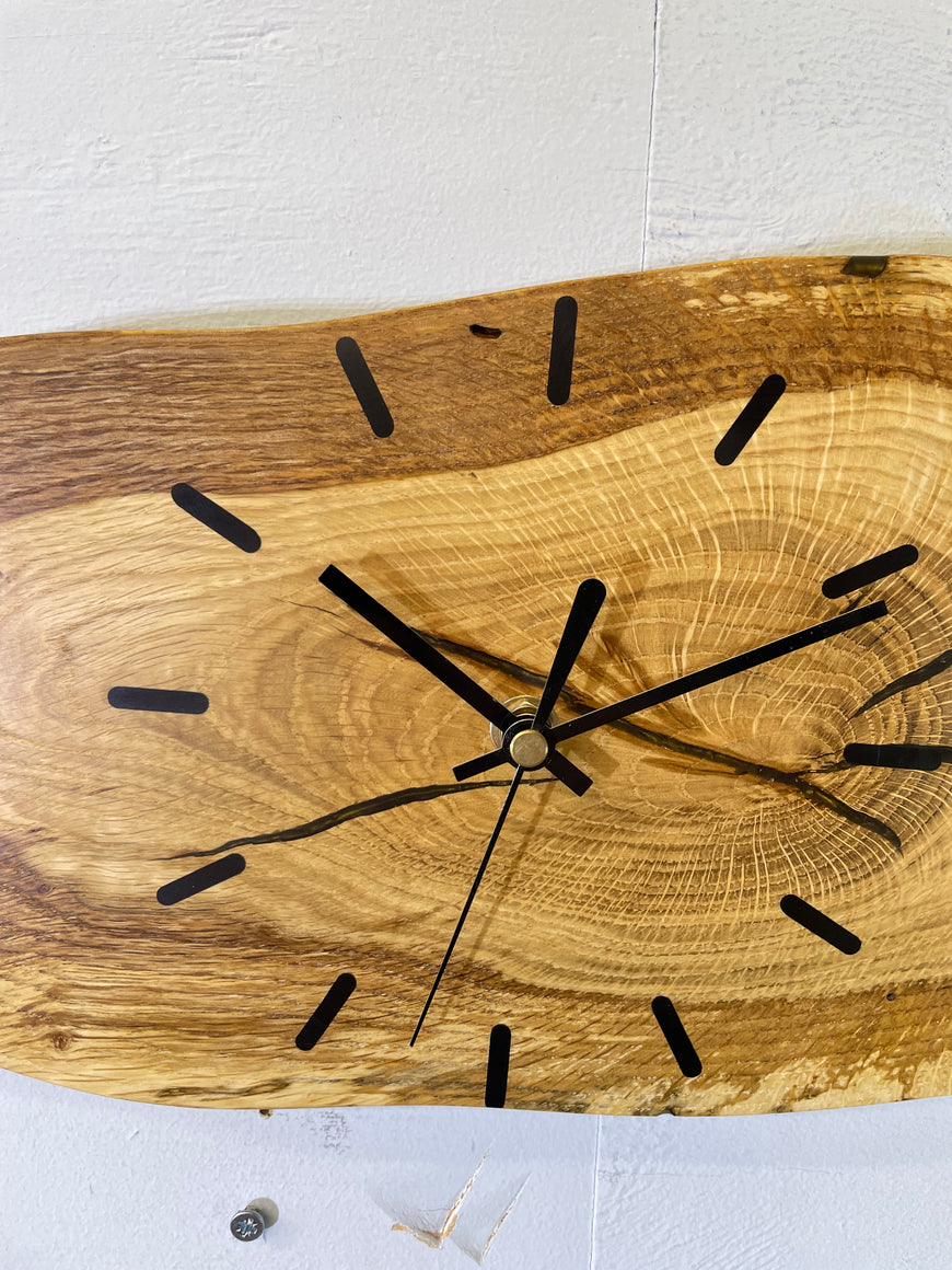 English Oak Live Edge Wooden Wall Clock