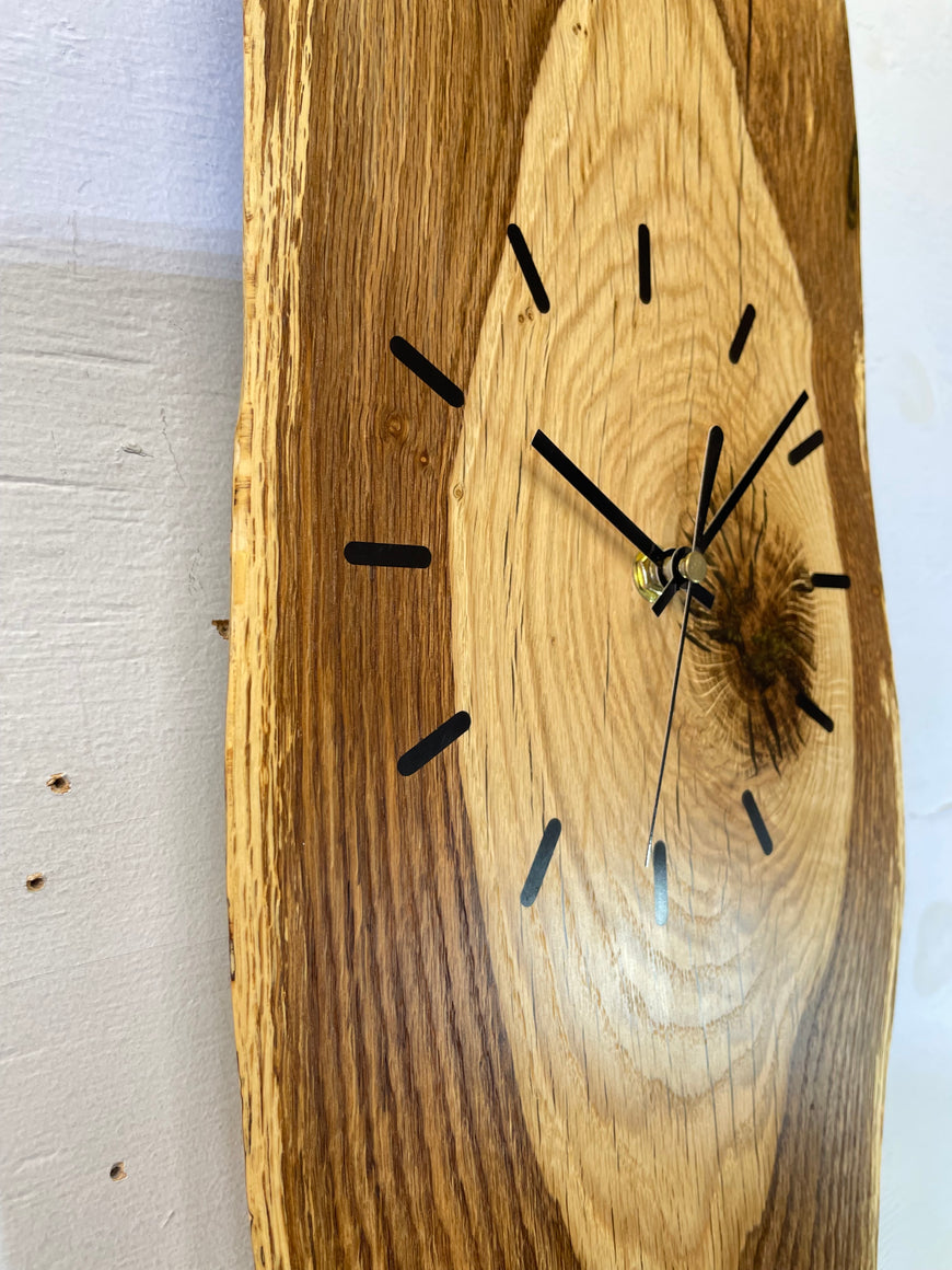 English Oak Live Edge Wooden Wall Clock
