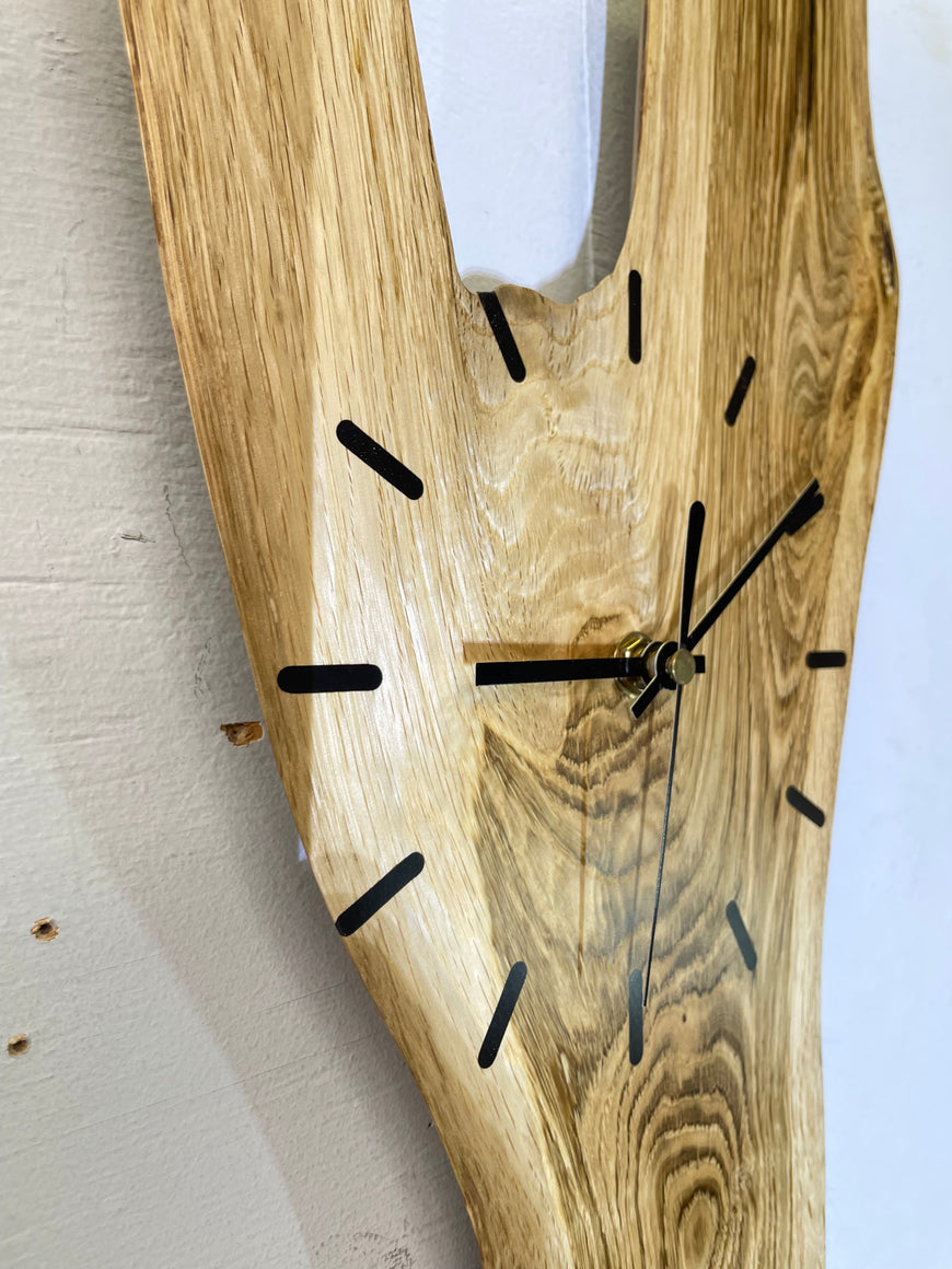 English Oak Live Edge Wooden Wall Clock