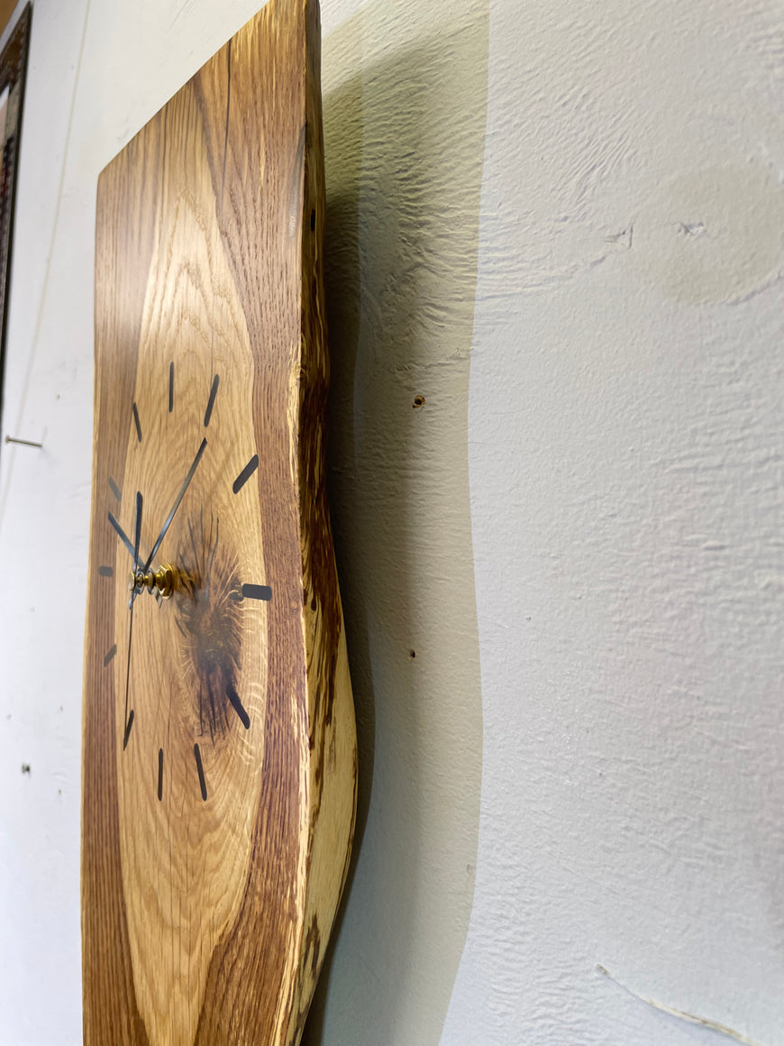 English Oak Live Edge Wooden Wall Clock