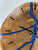 Chunky English Oak Wooden Wall Clock with Sapphire Blue Pearlescent Resin