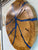 Chunky English Oak Wooden Wall Clock with Sapphire Blue Pearlescent Resin