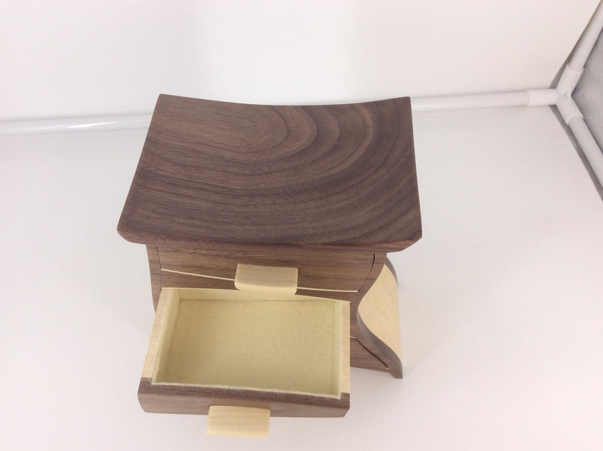 Wonky Black Walnut & Poplar Wood Jewellery Box