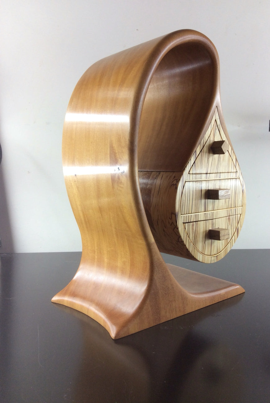 Elegant Spalted Birch and Mahogany Jewellery Box