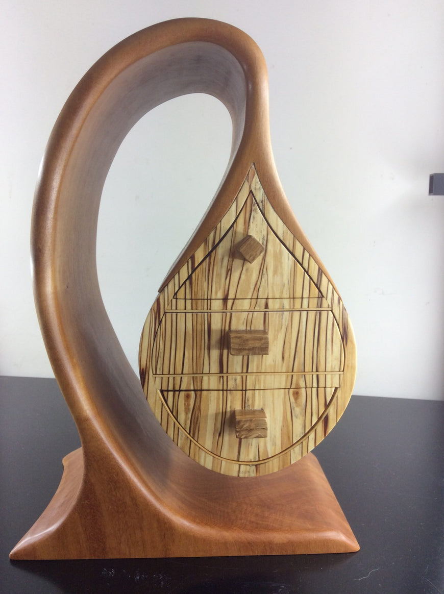 Elegant Spalted Birch and Mahogany Jewellery Box