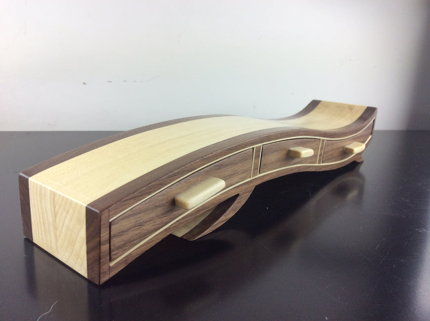 Wavy Top Black Walnut & Poplar Jewellery Box