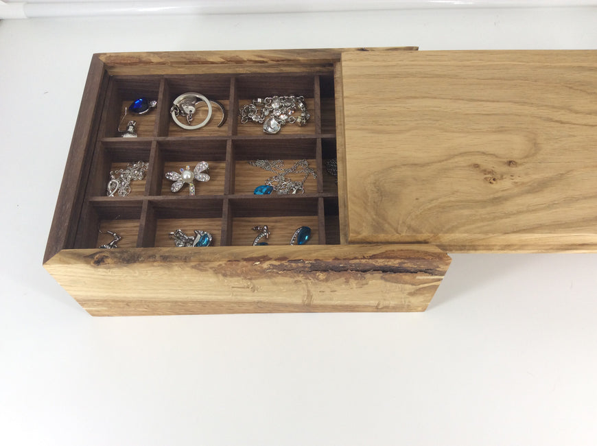 Wooden Jewellery Box, Black Walnut and English Oak 