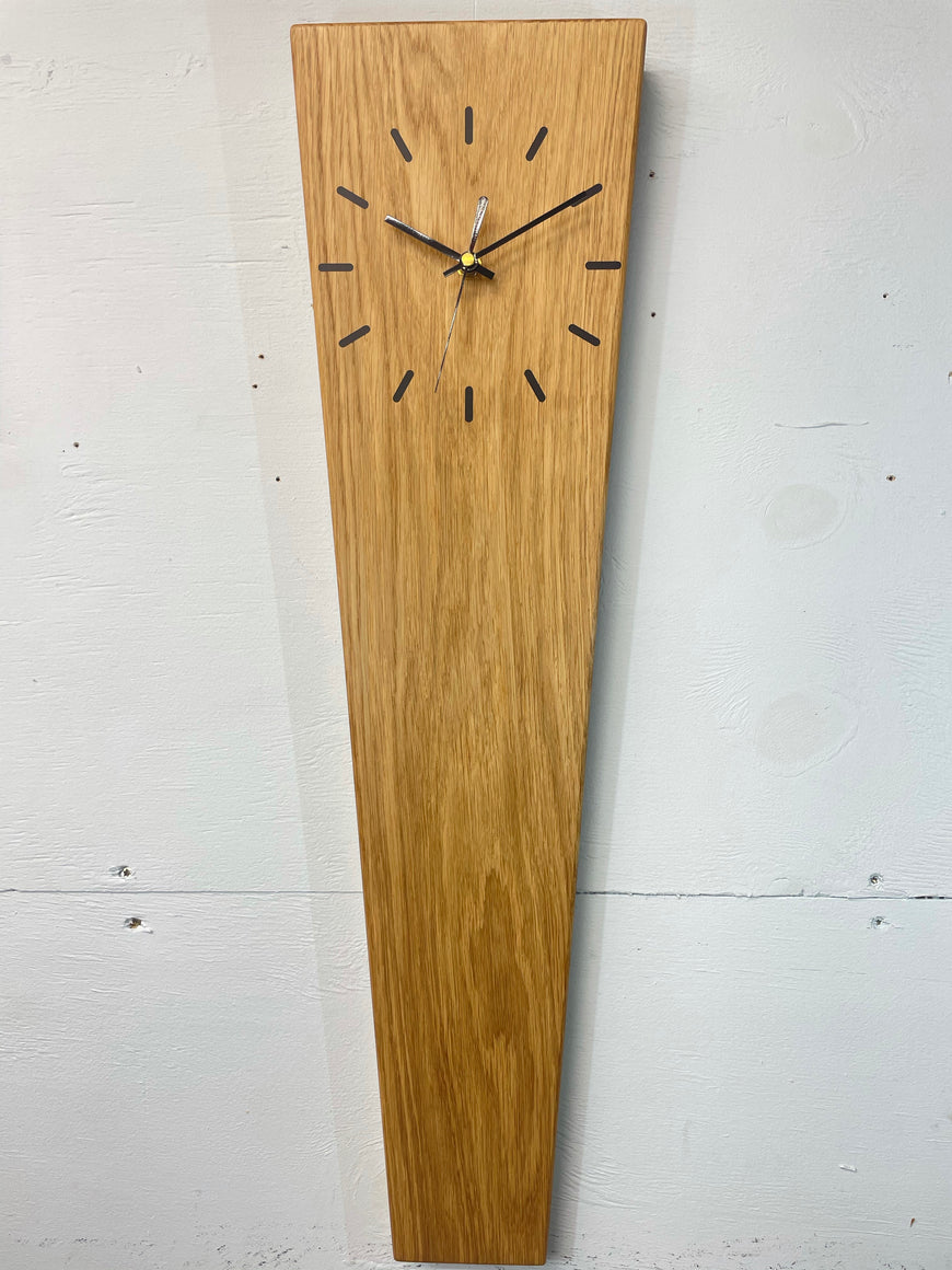 Long Narrow English Oak Wooden Wall Clock