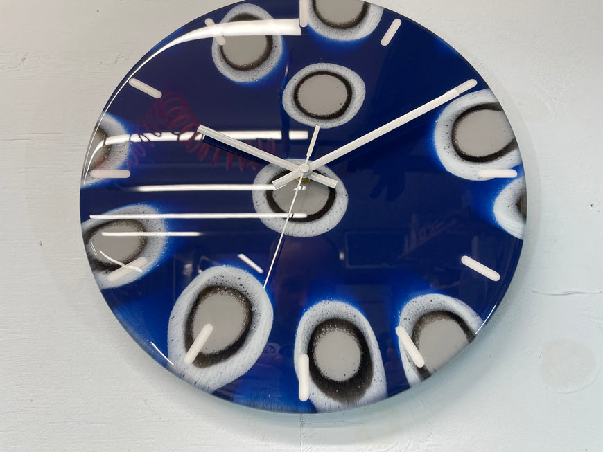 33cm Navy Blue Grey and Black Abstract Modern Resin Wall Clock