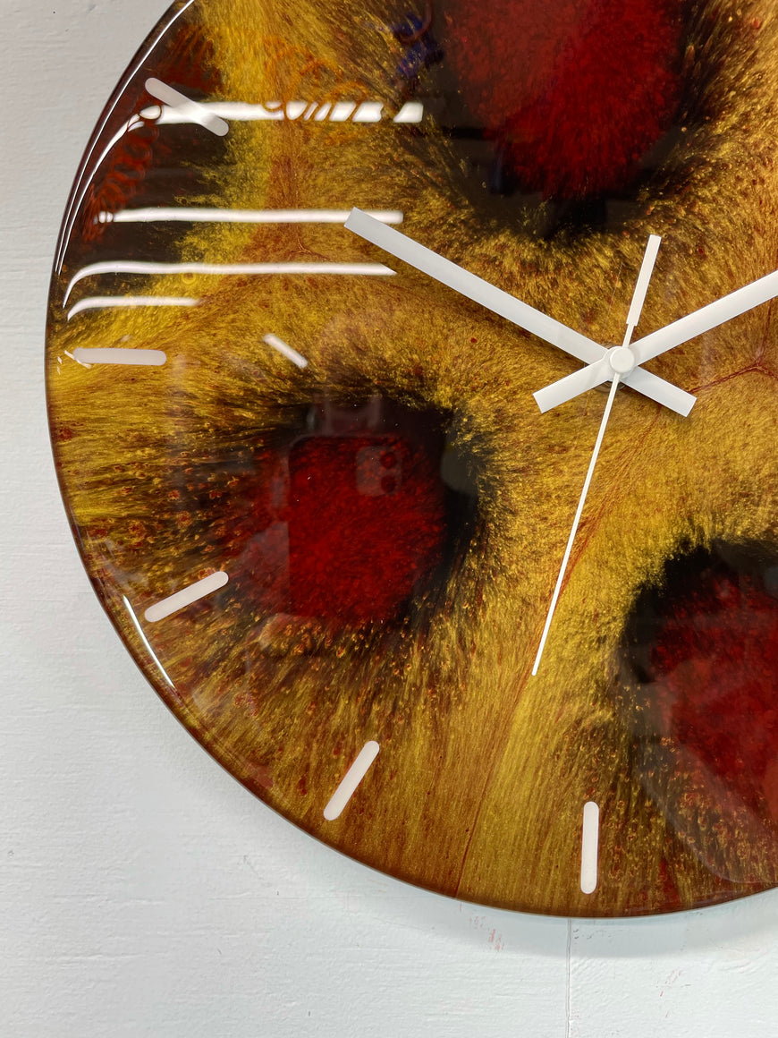 Gold Black and Maroon Abstract Modern Resin Wall Clock