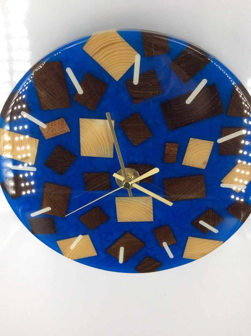 Turquoise Resin and Wood Clock