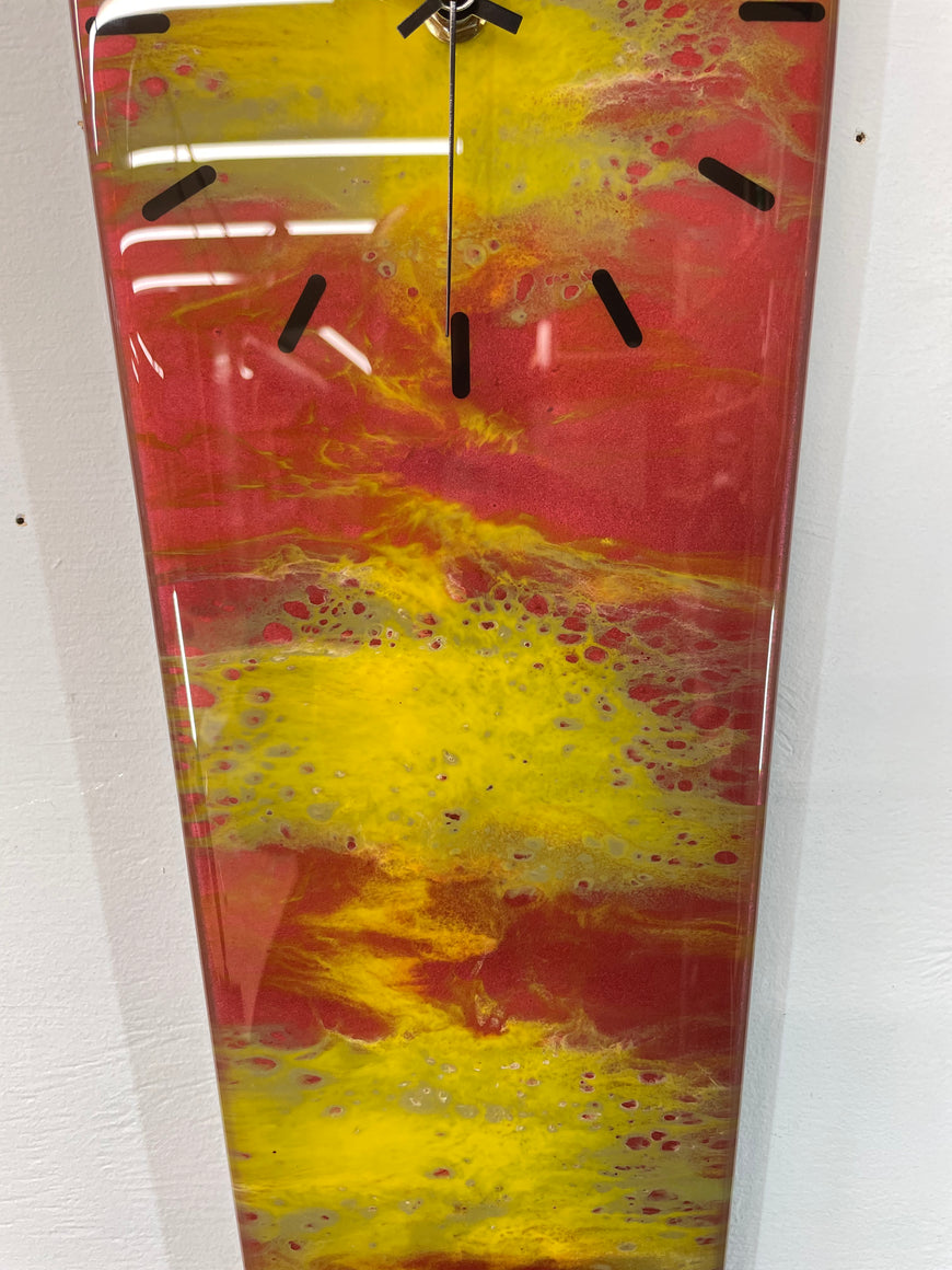 70cm Long Narrow Rose Gold and Yellow Abstract Resin Wall Clock