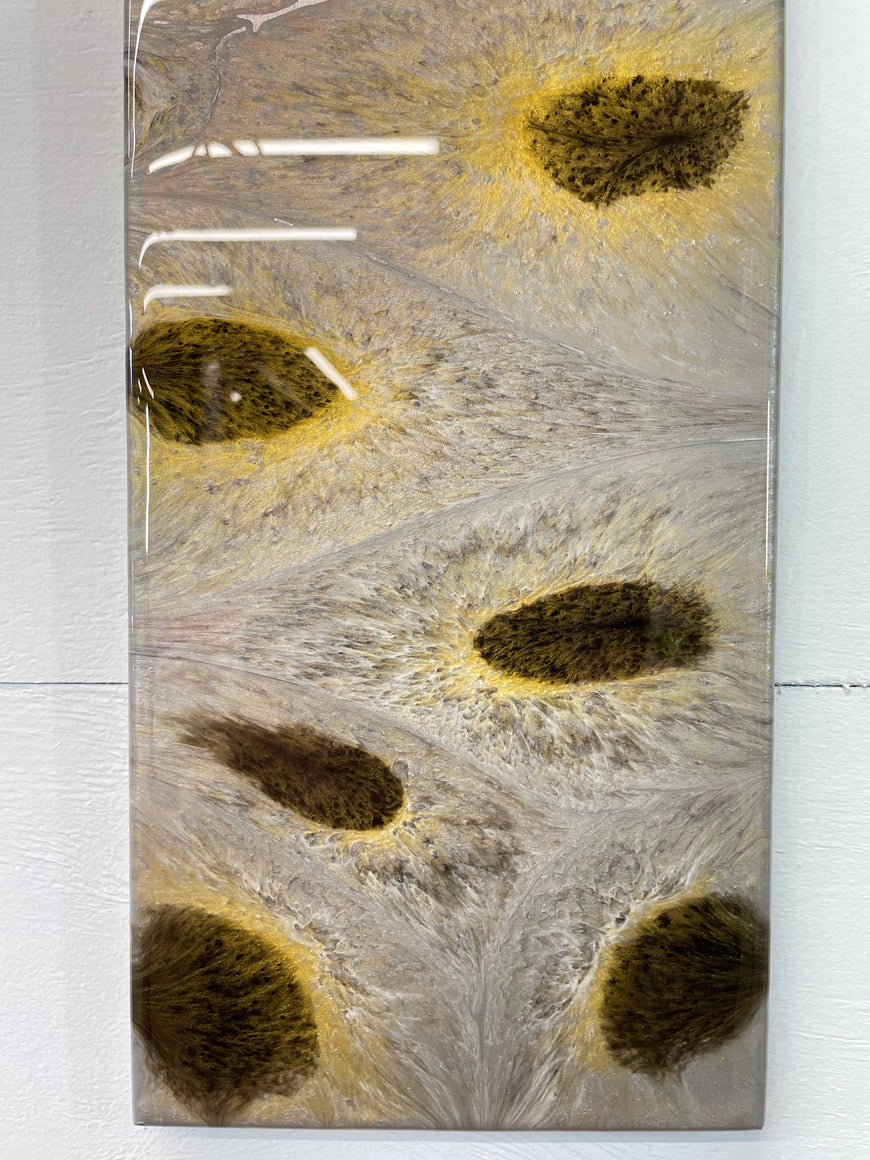 Silver Black and Gold Rectangular Abstract Resin Wall Clock