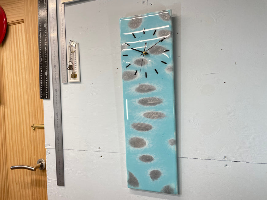 Light Blue and Grey Abstract Resin Wall Clock