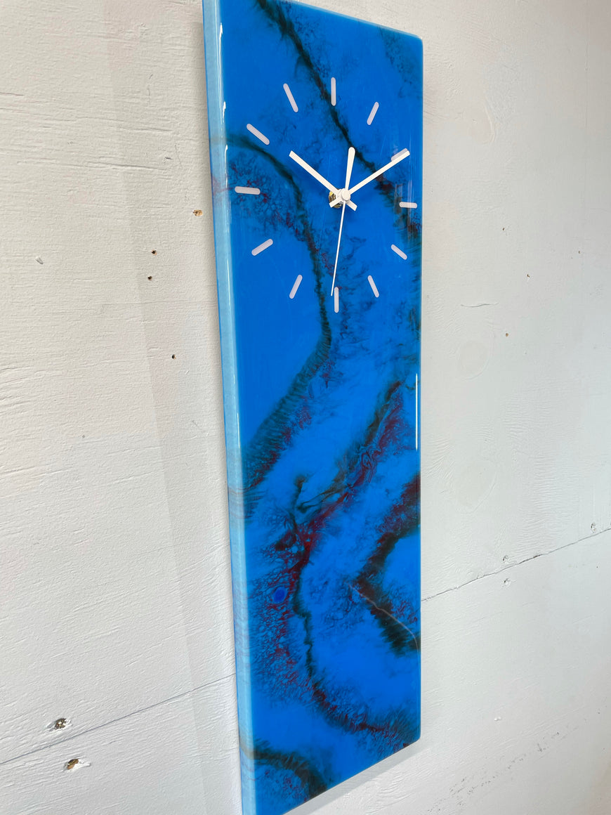 Sapphire Blue Abstract Resin Wall Clock