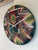 33cm Dark Green Gold Red and White Abstract Modern Resin Wall Clock