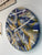33cm Navy Blue Orange and Grey Abstract Modern Resin Wall Clock