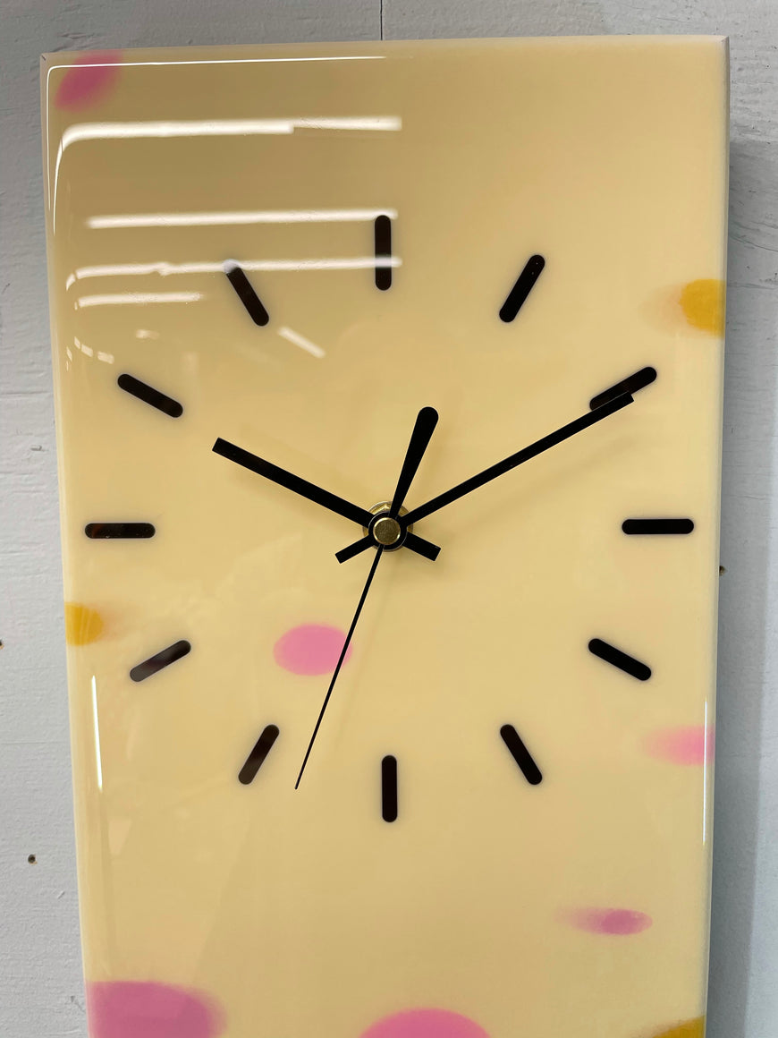 Cream and Pink Abstract Resin Wall Clock