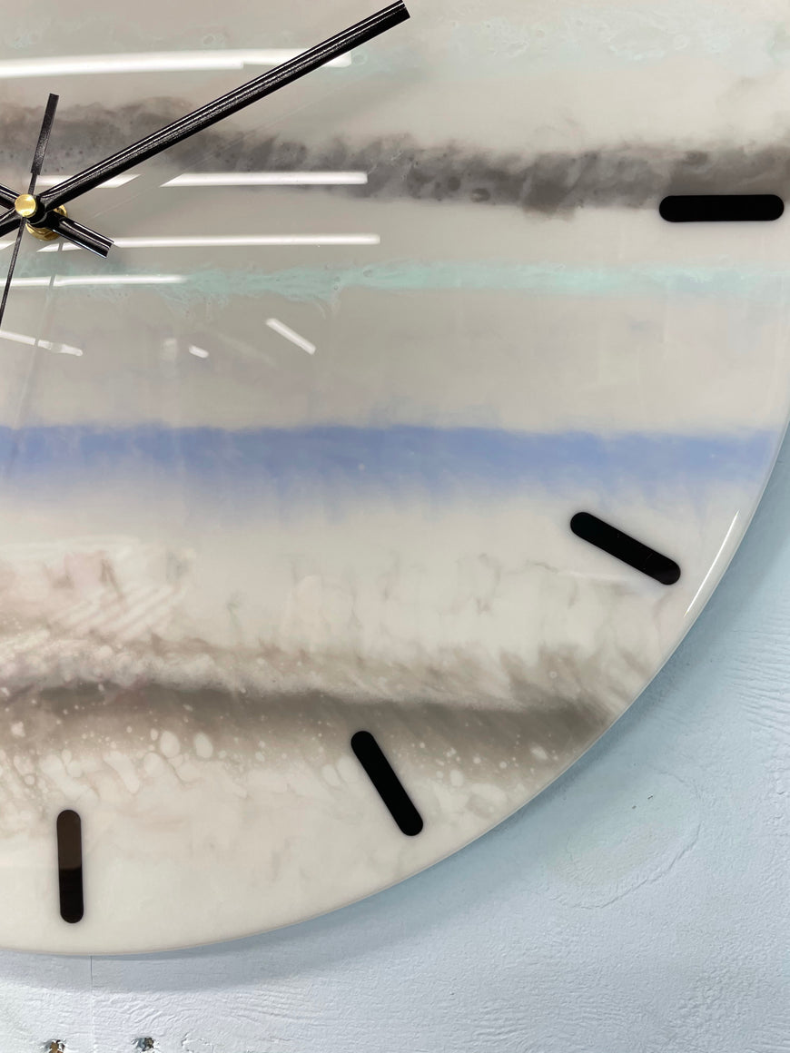 50cm Large Grey and Pale Blue Abstract Modern Resin Wall Clock