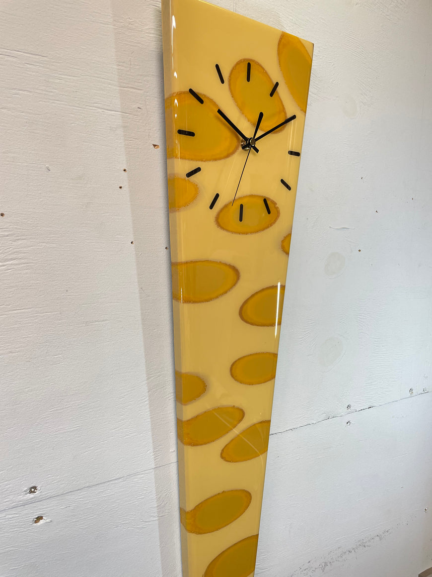 70cm Long Narrow Light Brown Mustard Abstract Resin Wall Clock