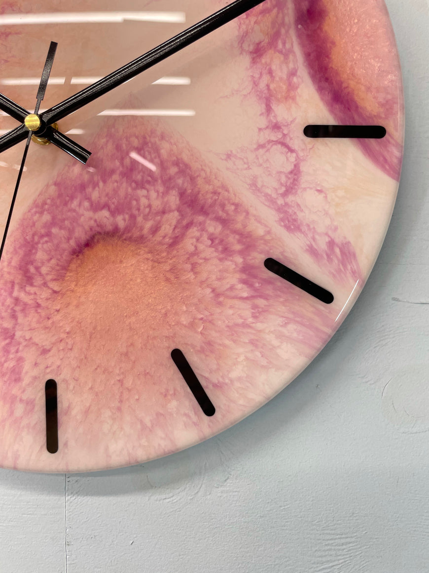 33cm Rose Gold and Pink Abstract Modern Resin Wall Clock