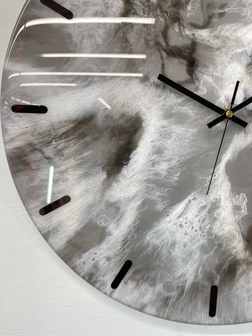 50cm Large Grey Black and White Abstract Modern Resin Wall Clock