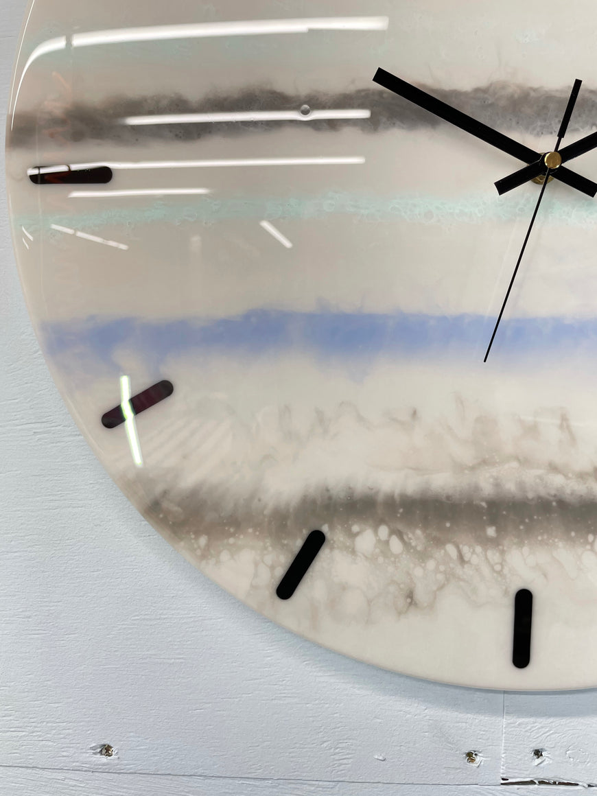 50cm Large Grey and Pale Blue Abstract Modern Resin Wall Clock