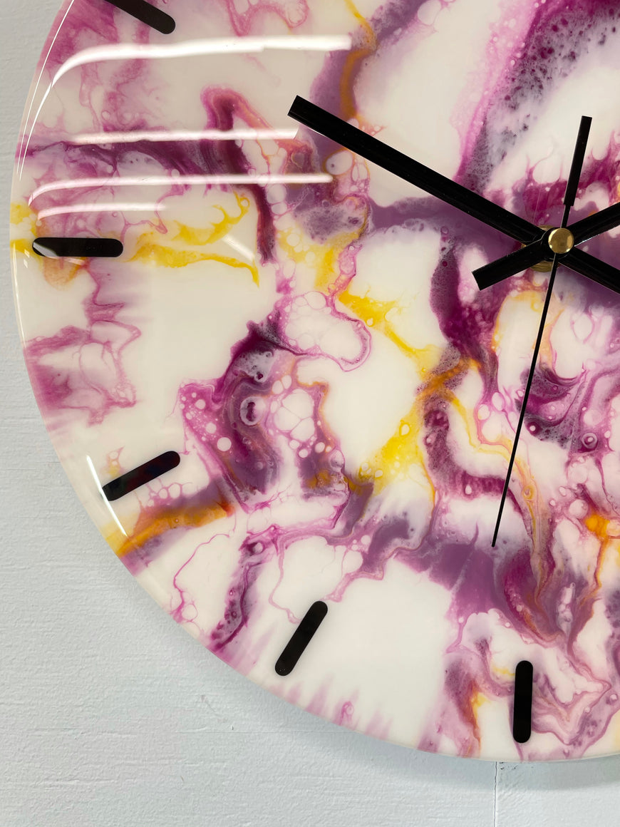 33cm White and Purple Abstract Modern Resin Wall Clock