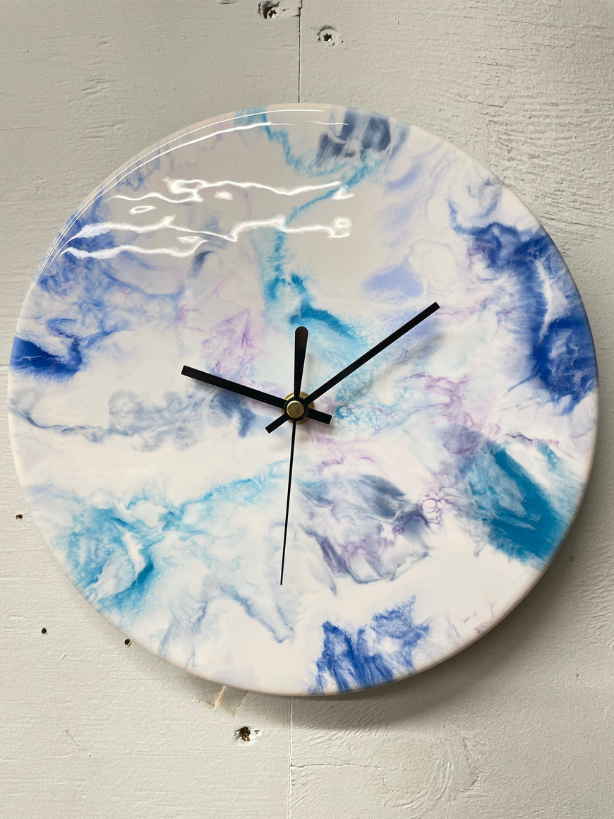 Blue And Purple Resin Wall Clock