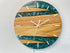 English Oak and Pearlescent Teal Resin Wall Clock