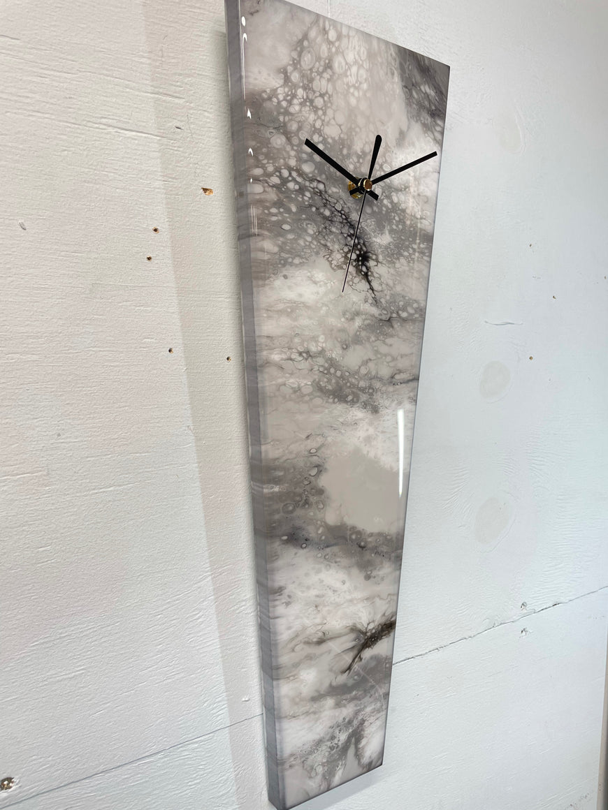 Grey Black and White Abstract Resin Wall Clock