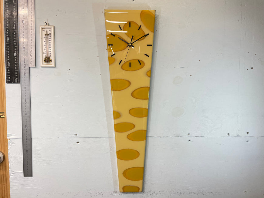 70cm Long Narrow Light Brown Mustard Abstract Resin Wall Clock